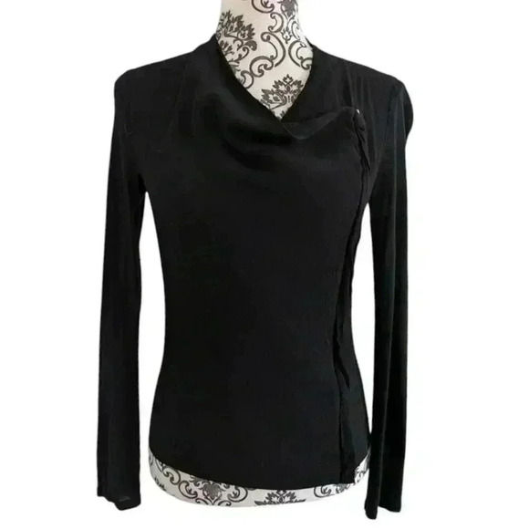 Aritzia Babaton Olivier Blouse Black Waterfall Front Jacket Whimsigoth Women XS - Picture 2 of 13
